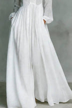 Solid Color Stand Collar Long Sleeve Casual Pocket Maxi Dress