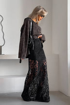 Lace Cut Out A Line Maxi Skirt