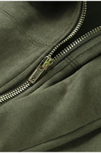 Suede Cropped Zip-Up Jacket