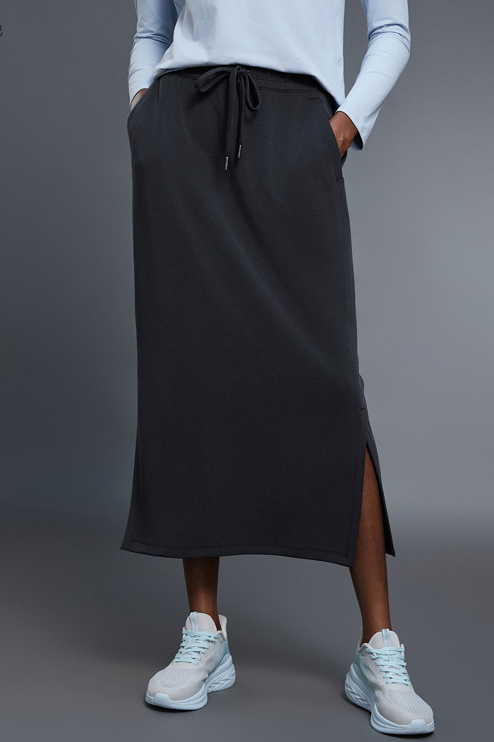 High Waist Split Straight Bodycon Midi Skirt