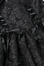 Solid Halter Puff Gothic Dress