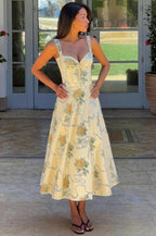 Spaghetti Strap Print Pleated Floral Dress