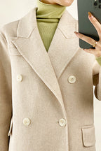 Gainsboro Premium Wool Double-Breasted Collared Longline Coat