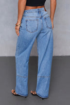 Mid-Rise Washed Versatile Long-Leg Jeans