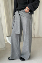 Casual Tie Patchwork Relaxed Straight Pants