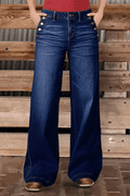 Stylish Casual Pocket Stretch Straight Leg Women's Jeans