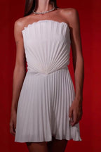 Chic Ruched Strapless Backless High Waist Cocktail Dress