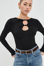 Sexy Solid Cutout Long Sleeve Fitted Base Layer