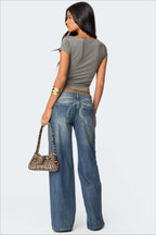 Loose Fit Printed Wide Leg Jean