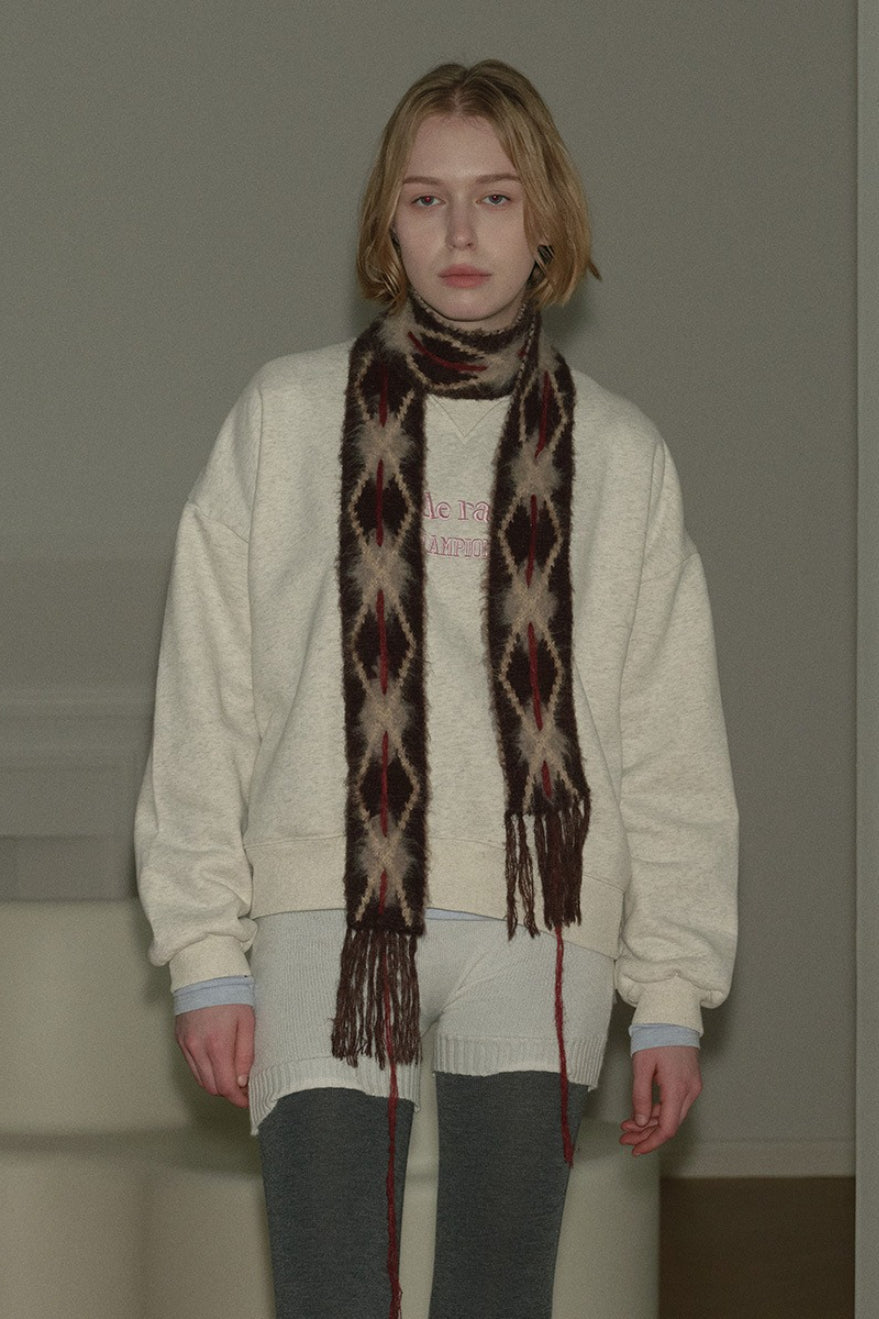Argyle Knitted Slim Brushed Scarf
