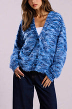 Colorful Striped V Neck Loose Knit Cardigan