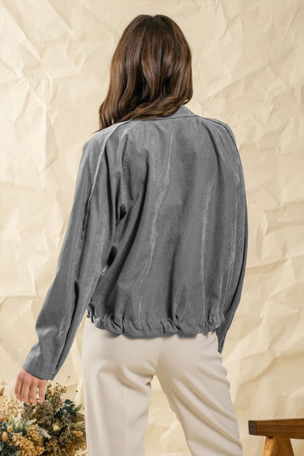 Brushed plaid lapel multi-button two-pocket midi jacket