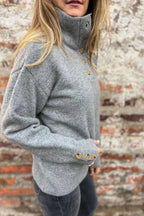 Solid Color Button Casual Loose Sweater