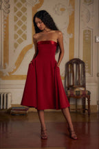 Sexy Backless Strapless Color-Block Maxi Party Dress
