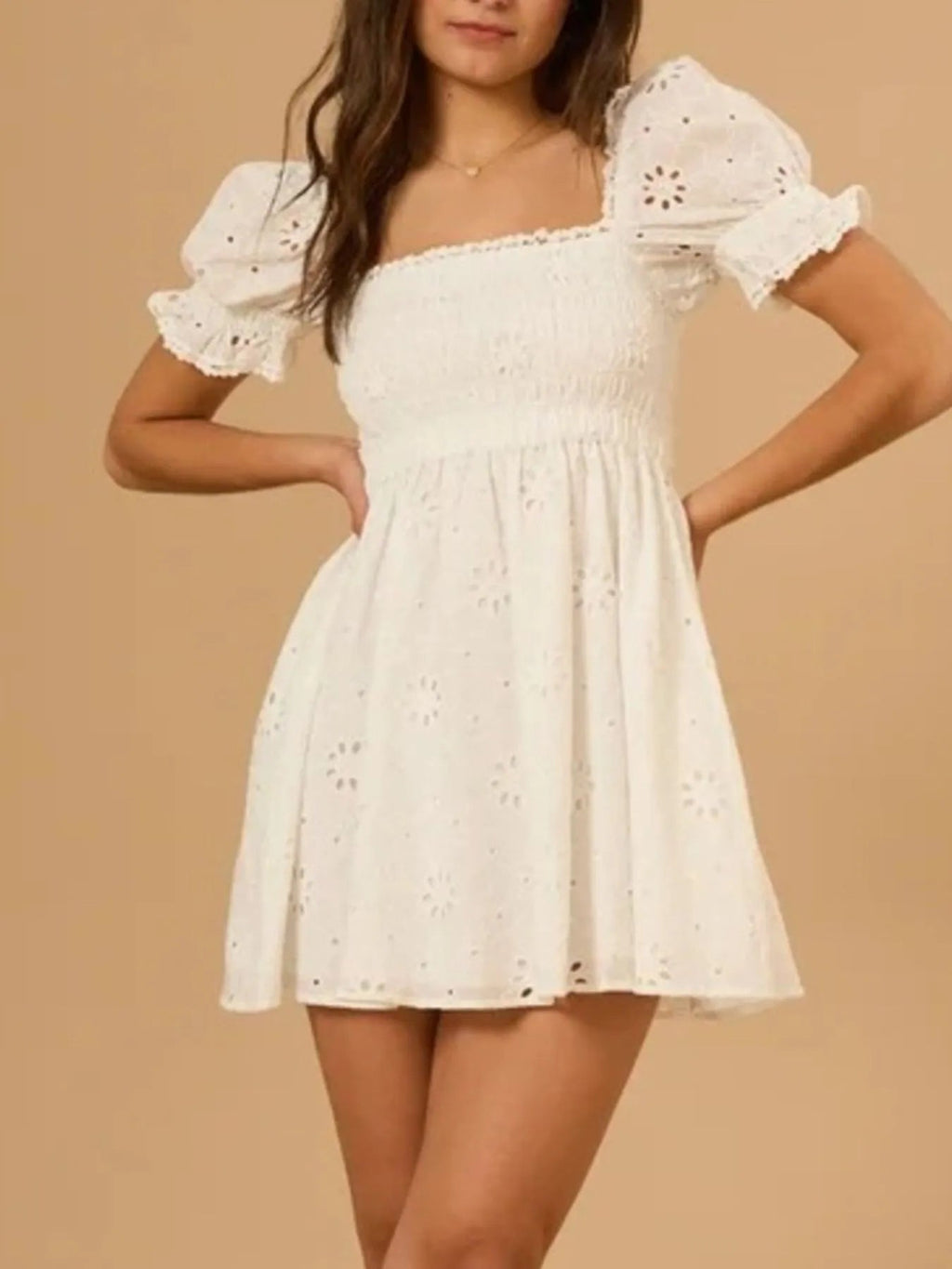 Maddalena Exclusive Puff Sleeve Open Back Mini Dress Boutique Collection