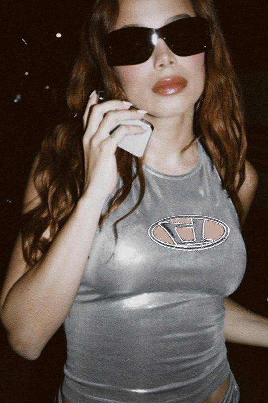 Knit LaceUp Halter Neck Crop Top