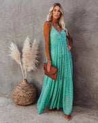Odessa Metallic Detailed Maxi Dress Teal