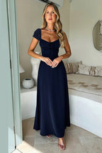 Elegant Slim Fit Ruched Waist Maxi Dress