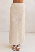 Milla Knit Sequin High Rise Side Zipper Slit Straight Maxi Skirt