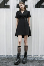 Exquisite Black Fashion Wide V neck A Hem Dress