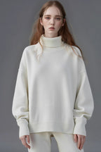 Solid High Neck Loose Knit Sweater