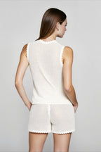 Knit sleeveless cutout shorts vacation set