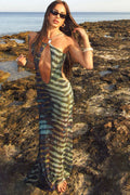 Serpentine Mesh Hem Maxi Dress