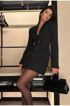 HighWaisted VNeck Blazer Work Dress