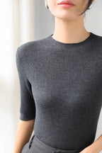 Ribbed Merino Cap Sleeve Knit Top