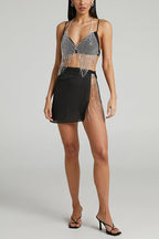 Sexy Rhinestone Tassel Mesh Body Chain