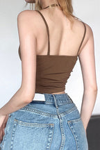 Solid Color Sleeveless Bodycon Crop Top