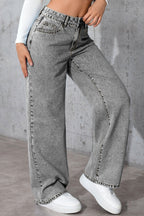 Casual High Waist Relaxed Straight Leg Jeans