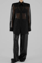 Retro Sheer Loose Long-sleeved Casual Shirt