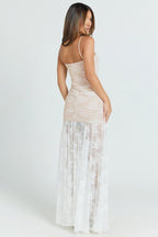 Lace Cut Out Wrap Slip Dress