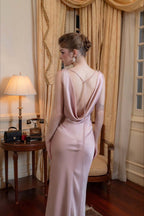 Solid Satin Evening Maxi Dress