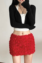 3D Floral Mini Bodycon Skirt