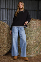 Colorblock Crew Neck Knit Sweater