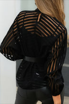 Striped Relaxed Fit Long Sleeve Chic Versatile Blouse