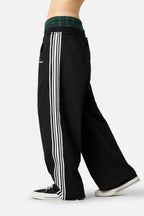 Vintage Stripe Embroidery Relaxed Double Waist Pants
