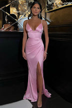 Sparkling Chain Strap Split Fitted Party Dress