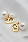Vintage Double D Shape Pearl Earrings