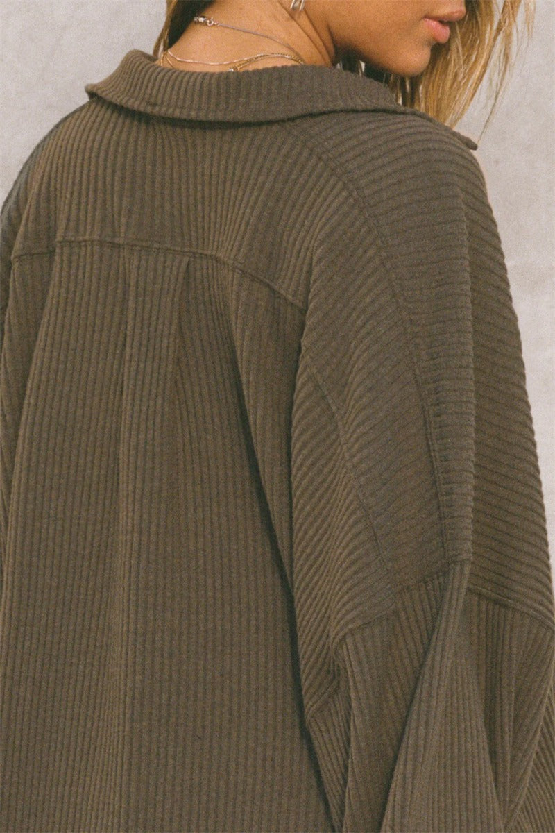 Sexy V Neck Knit Collar Blouse