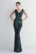 Elegant Long Slim Sequin Formal Event Sequin Dress