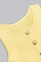 Round Neck Sleeveless Knit Button Front Tank Top