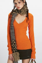 Deep VNeck Solid Knit Top