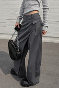 Vintage Deconstructed Wide-Leg High-Waist Pants