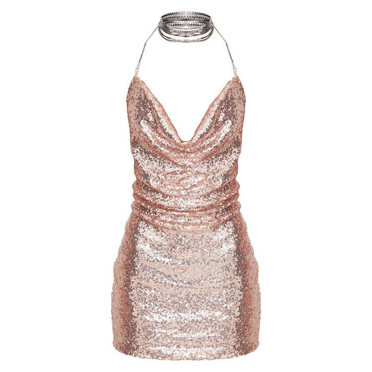 Self Love Metallic Mesh Crystal Straps Mini Dress