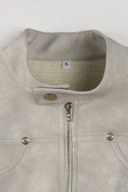 Zipped Leather Motorcycle Jacket