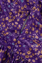 Doll Collar Short Sleeve Tie Waist Maxi Floral Dress