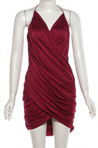 Chic V Neck Ribbed Cami Slim Mini Dress